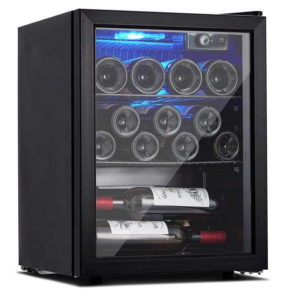 Freestanding Compressor Wine Fridge Cooler – Glass Door Mini Wine Cellar for Home/Kitchen/Office/Bar