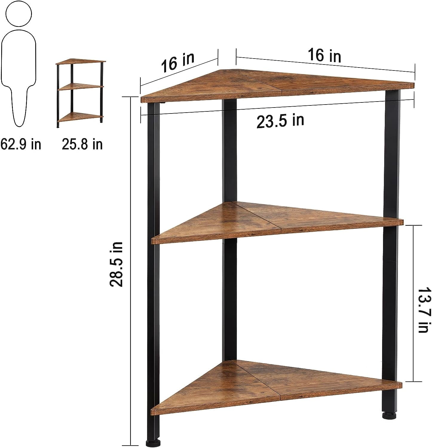 Freestanding Corner Shelf,3 Tier Corner Shelf for Bedroom, Living Room, Bathroom, Entryway