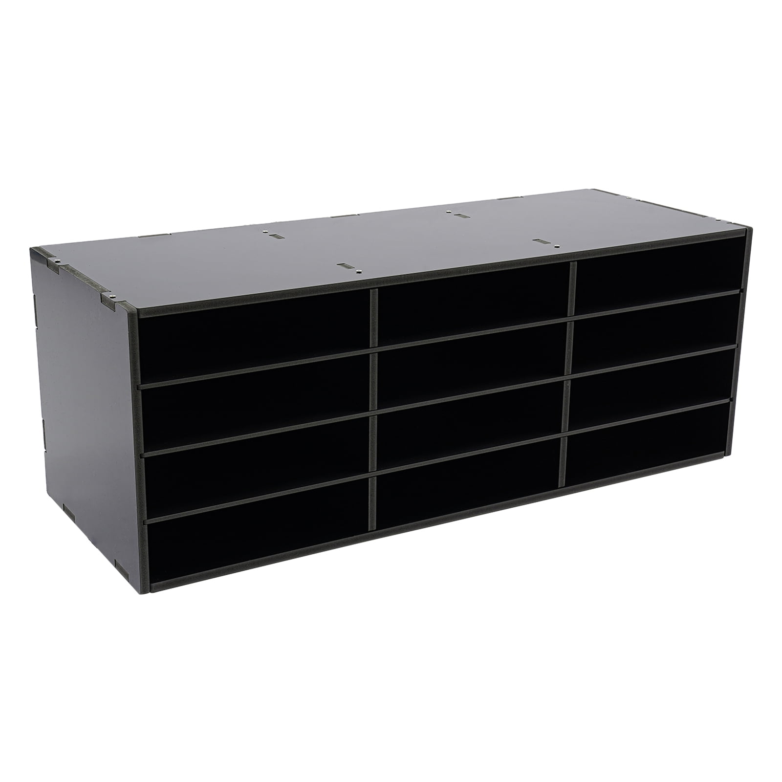 Freestanding Desktop File Organiser, 4-Tier, 12 Slots, Black PVC, High ...