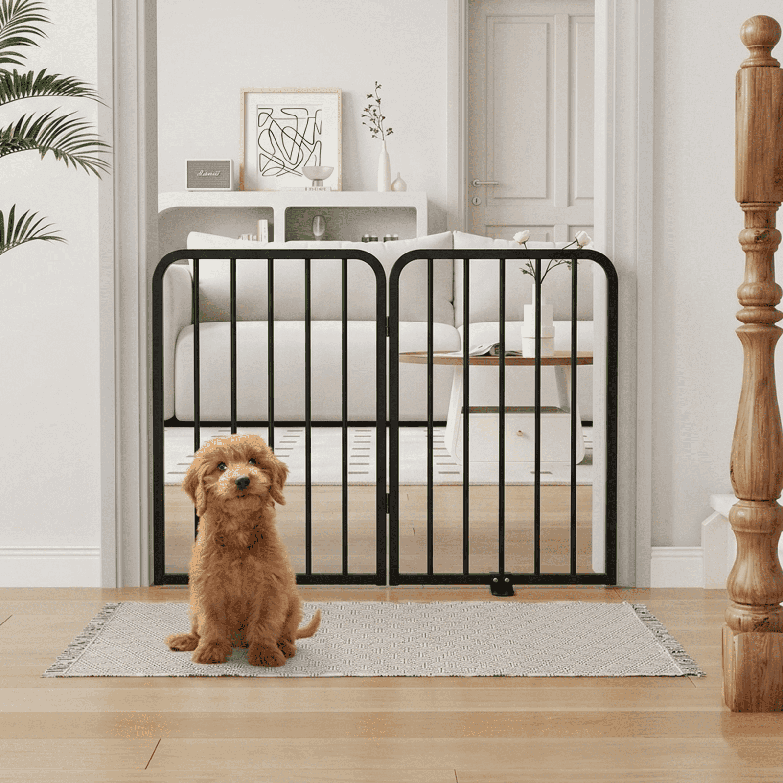 2 Panel-Freestanding Dog Gate Foldable 40in Adjustable for Doors & Stairs
