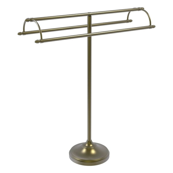 Freestanding Double Arm Towel Valet - Antique Brass
