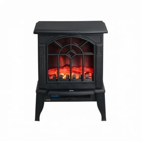 Freestanding Electric Fireplace Heater, Portable Electric Wood Stove with Realistic Faux Flame Effect, Overheat Protection, 750W /1500W Adjustable Heating for Indoor Space