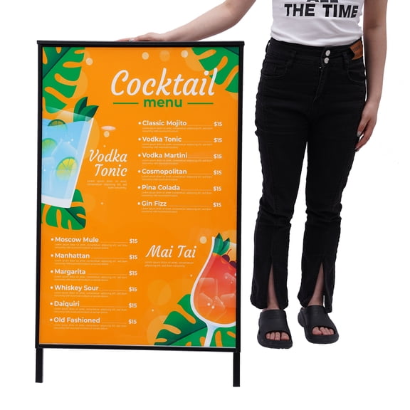 Freestanding Foldable LED Movie Poster Frame, Waterproof Backlit Advertising Light Box for Restaurant Retail Trade Show