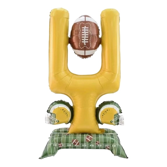 Freestanding Football Foil Balloon Stack, Large Standing Rugby Ball Balloon Set, Sports Theme Party Decor For Football Game Day Celebrations