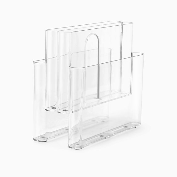 Freestanding Four Pocket Plastic Magazine Rack File Holder, Clear