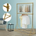 thumbnail image 1 of Freestanding Gold Garment Rack Retro Portable Clothes Display Stand 2 Tier, 1 of 12