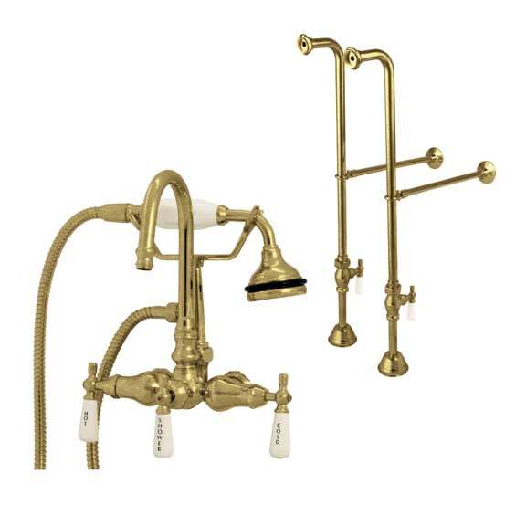 Freestanding Gooseneck Clawfoot Tub Faucet with Handshower