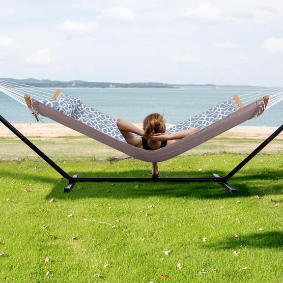 Freestanding Hammock With Stand A-grey Pattern Outdoor Camping Use