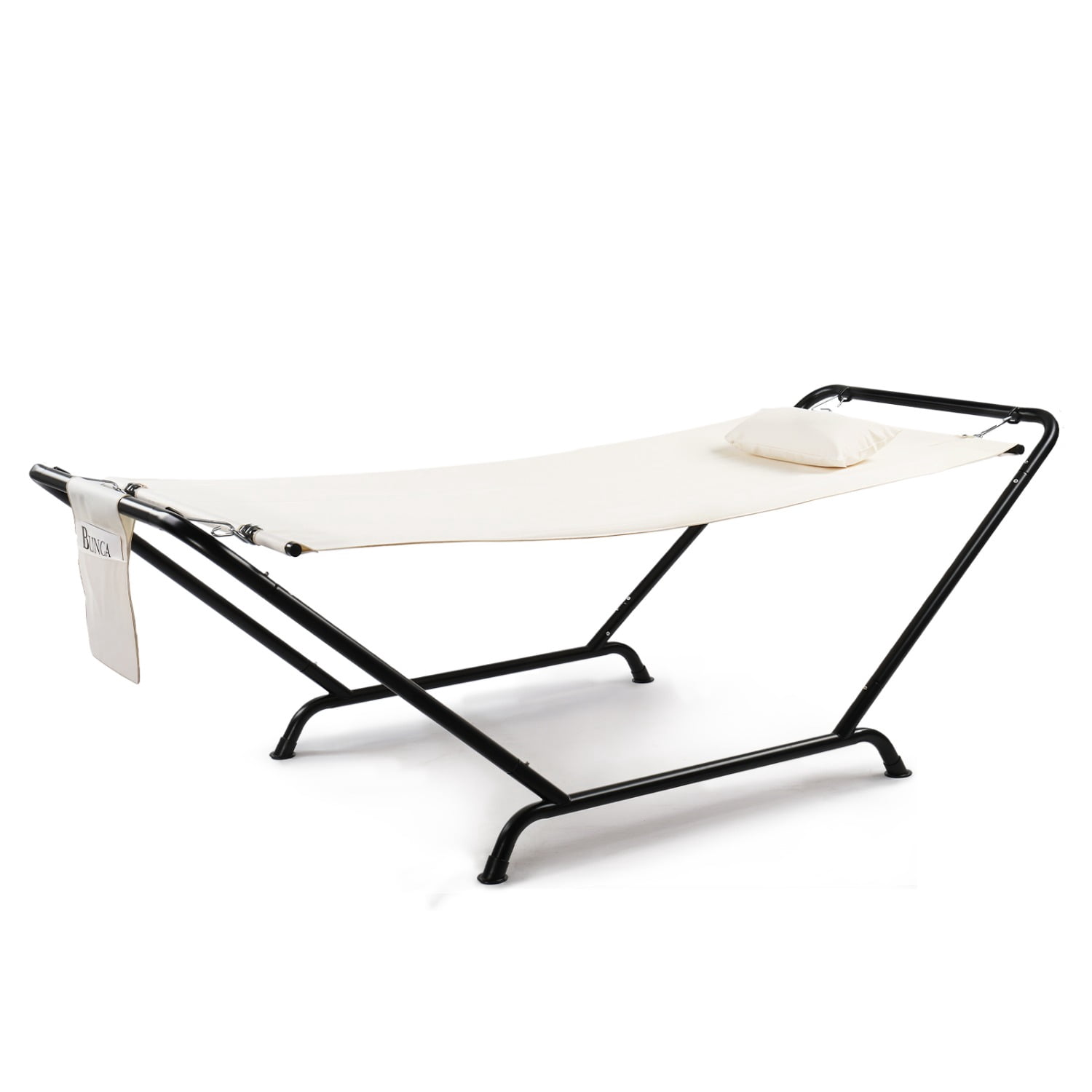 Freestanding Hammock with Stand, 550LBS Heavy Duty Outdoor Hammock Bed with Soft Pillow & Storage Bag, Beige