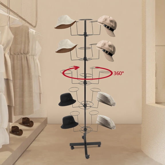 Freestanding Hat Display Stand with 25 Hooks  Durable Iron Storage Solution