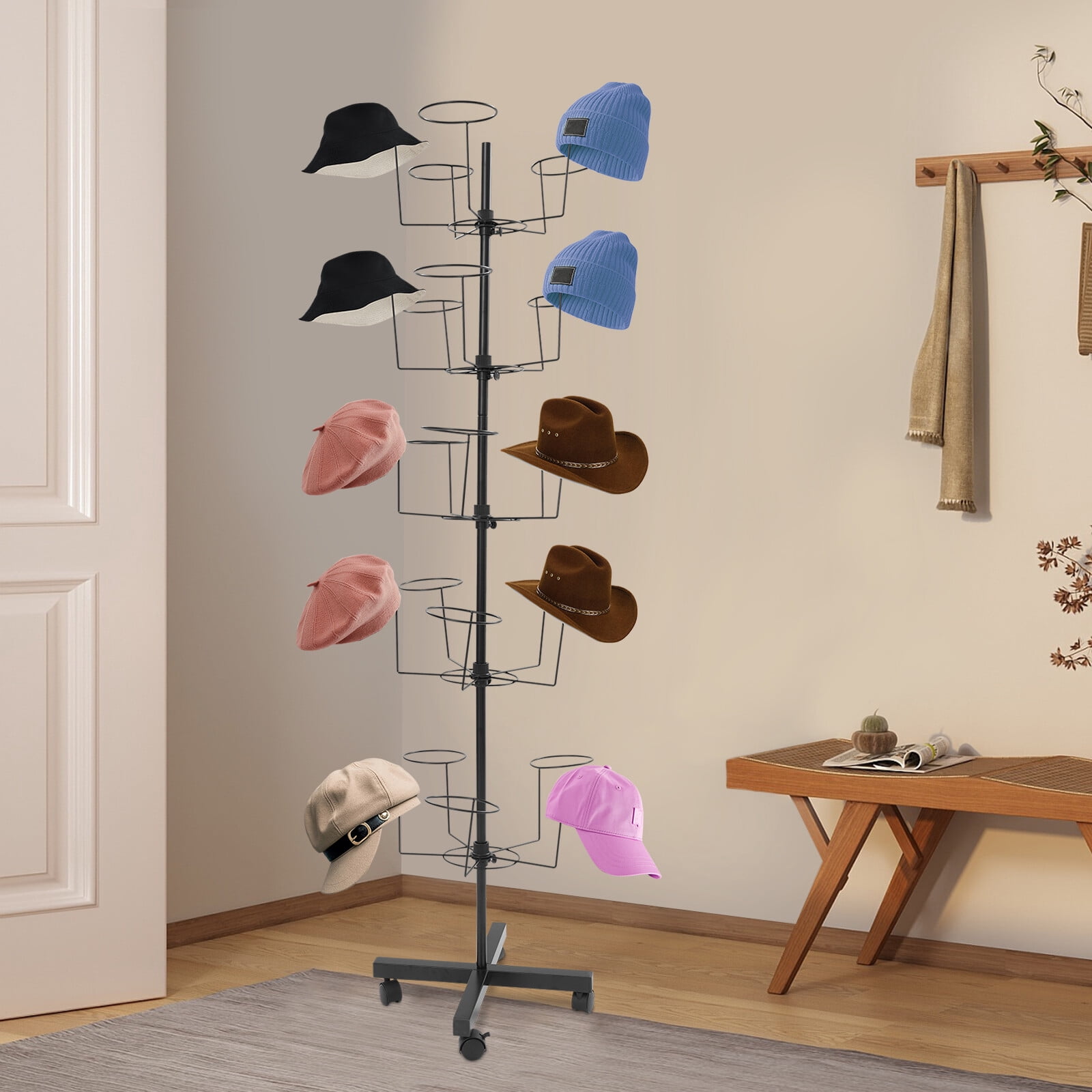 Hat Racks Standing Freestanding Hat Rack Stand, 5-Tier Hats Display Rack 8.82lbs Capacity ...