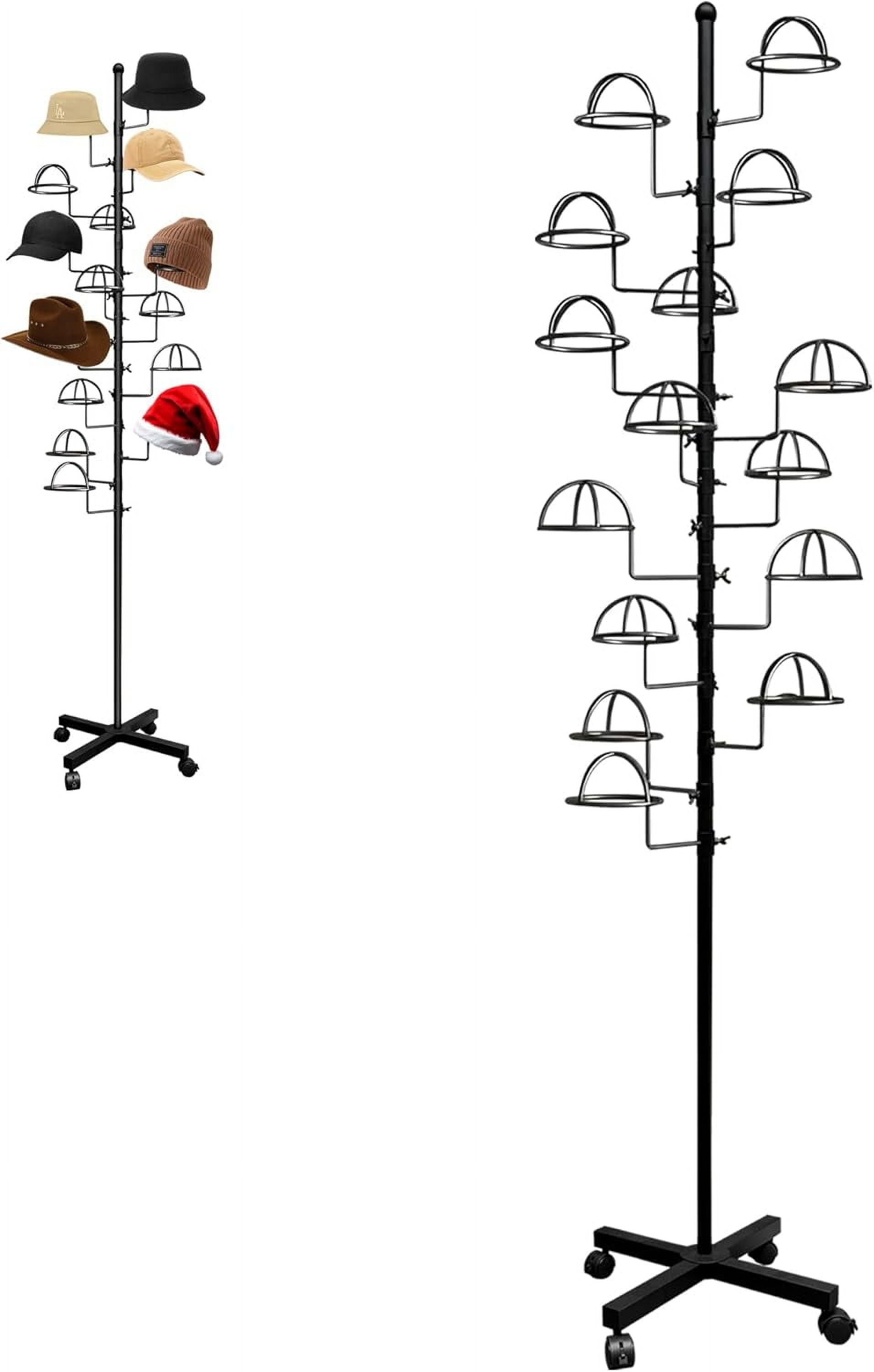 Freestanding Hat Rack Stand, Metal Hat Organizer Rack with 15 ...