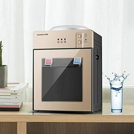 Freestanding Hot and Cold Water Cooler Dispenser - 110V 550W Top Loading Countertop Water Dispenser - Mini Desktop Water Cooler Dispenser for Home Office Coffee Tea Bar Dorm Room, Champagne gold