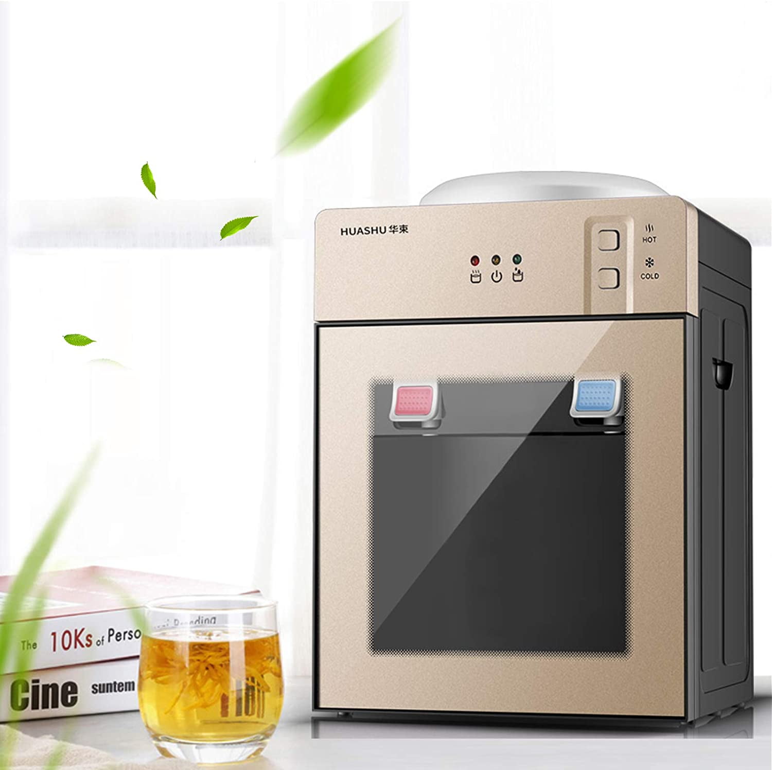 Freestanding Hot and Cold Water Cooler Dispenser, Water Dispenser Mini Small Refrigeration Desktop Automatic Drinking for Home Office Coffee Tea Bar Dorm Room