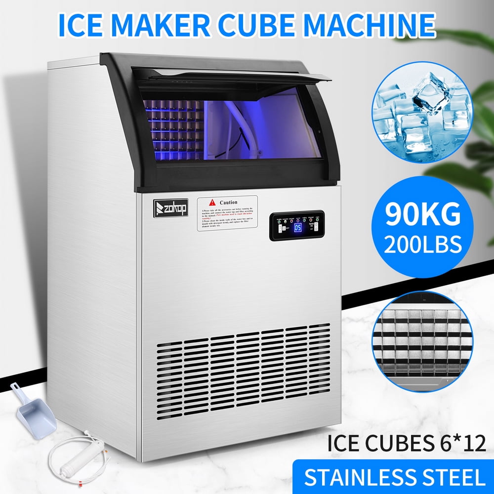 Freestanding Ice Maker Cube Machine, Stainless Steel Icemaker for Home/Kitchen/Office/Restaurant
