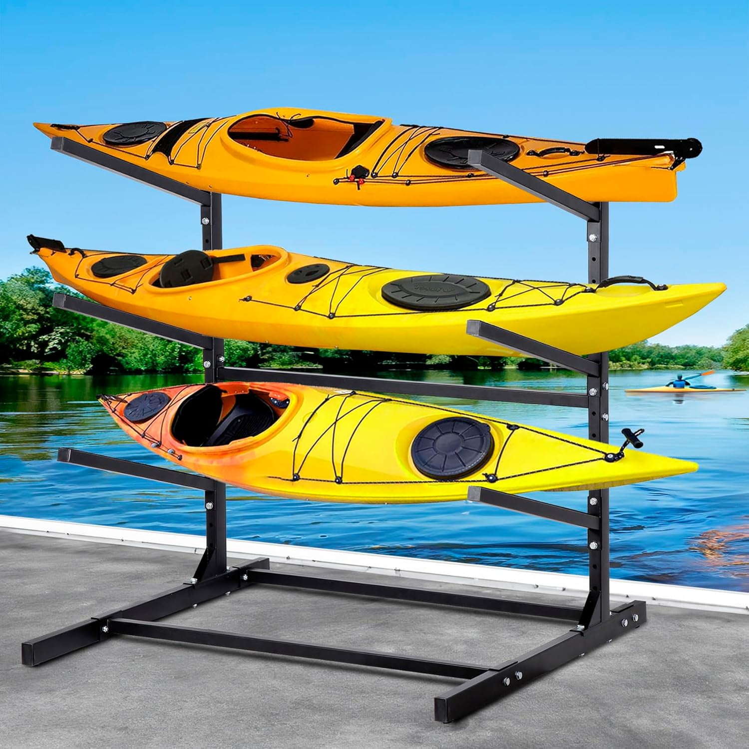 Freestanding Kayak Rack, Adjustable Kayak and SUP Stand, Weatherproof