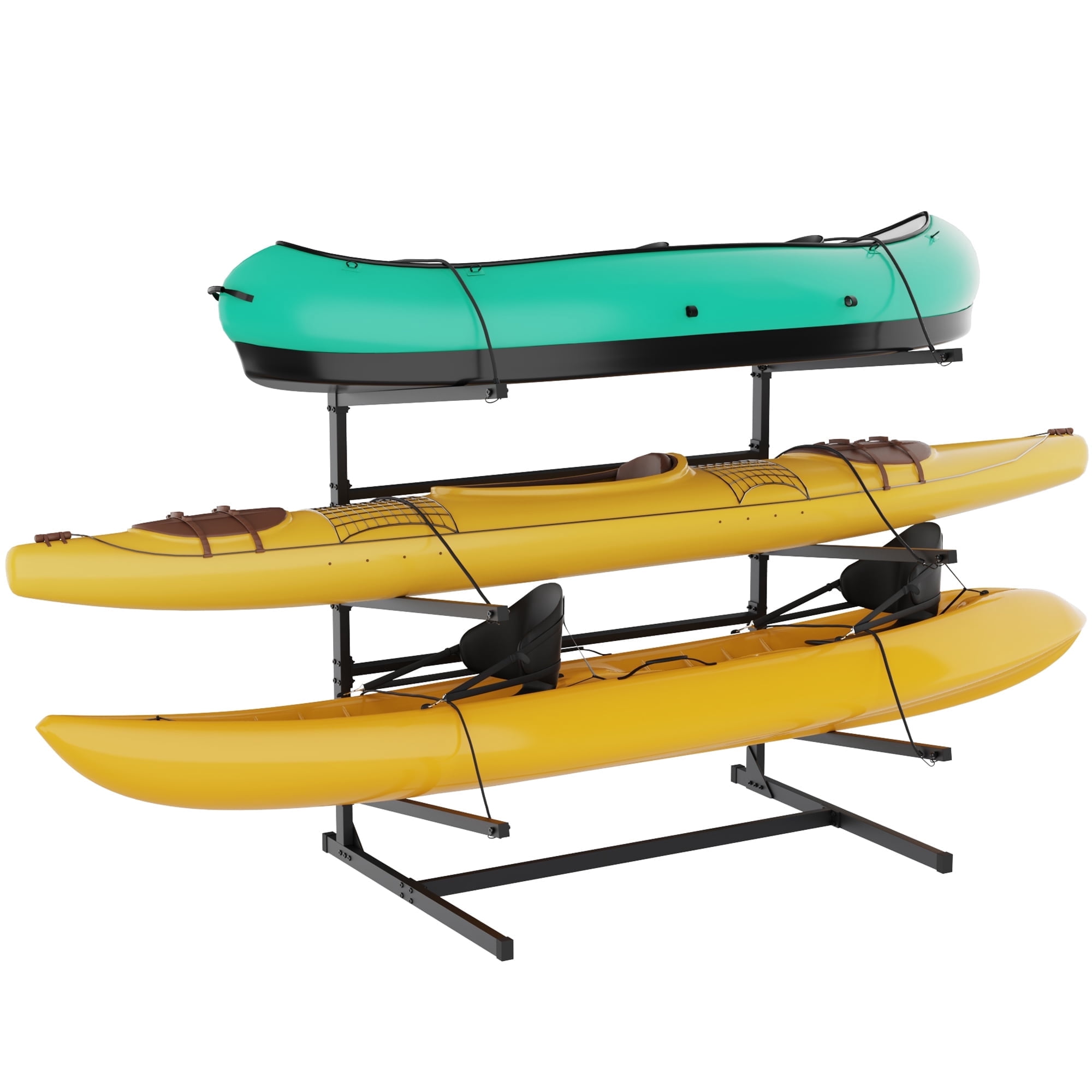 Movable Kayak Rack Freestanding Kayak Storage Rack for 3 Kayaks/Canoes - Heavy-Duty Steel ...