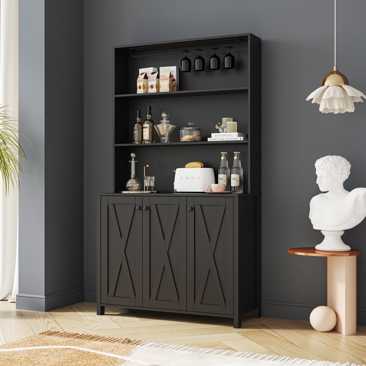 Freestanding Kitchen Cupboard Sideboard Buffet Cabinet with Drawers ...