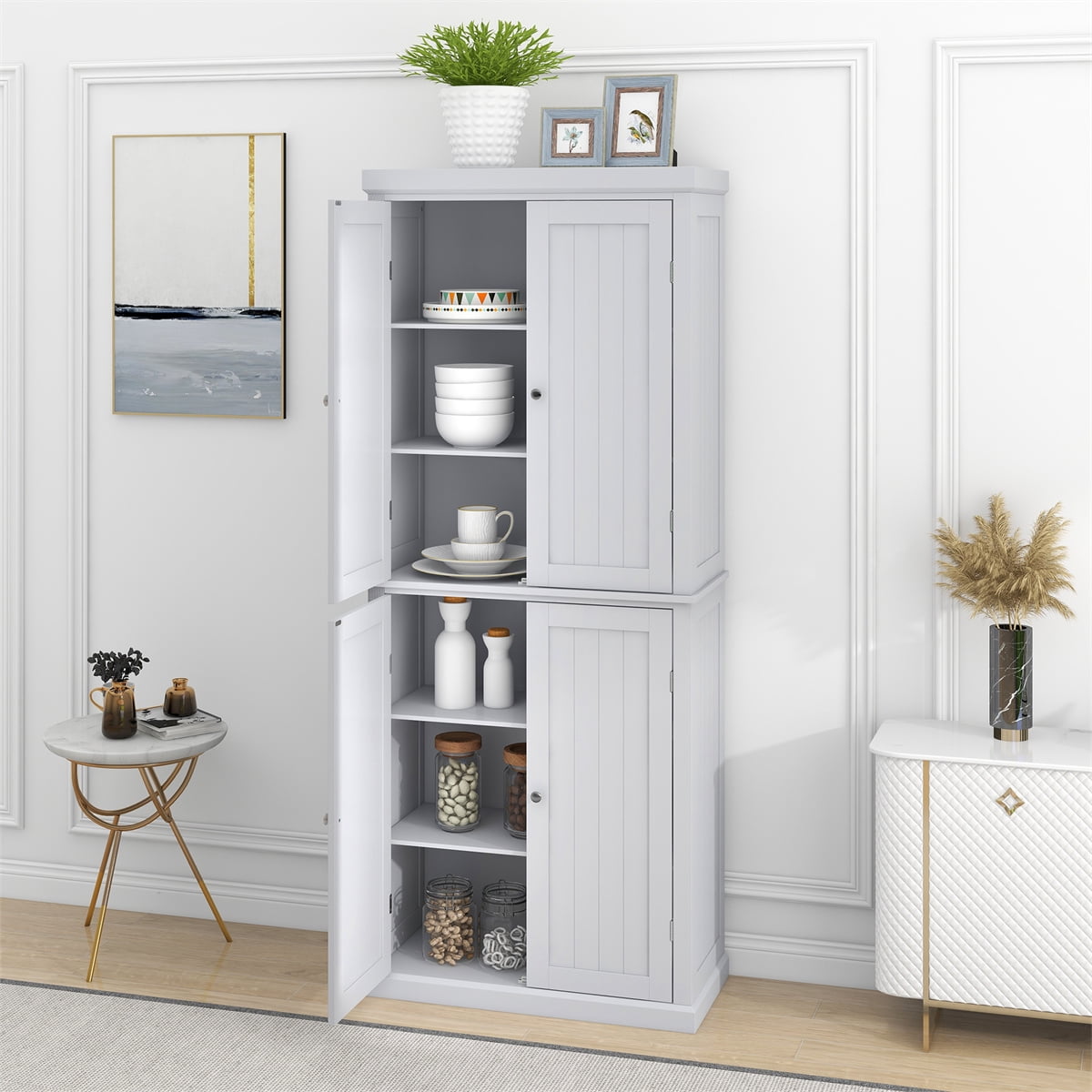 Freestanding Kitchen Pantry Tall Kitchen Pantry Cupboard Cabinet 72.4