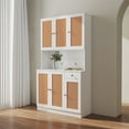 thumbnail image 1 of Freestanding Kitchen Pantry & Wardrobe, Tall Buffet Sideboard Storage Cabinet with 6-Doors, 1-Open Shelves and 1-Drawer for Kitchen Bedroom Laundry Garage, 39.37”W x 15.35” D x70.87”H, White, 1 of 7