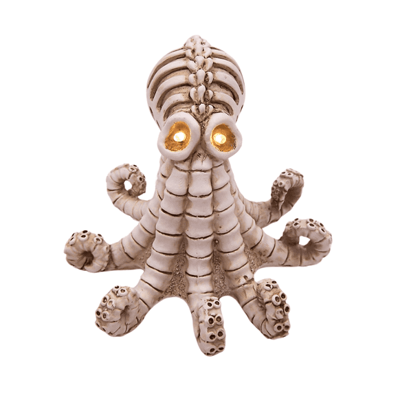 Wowers Brands Freestanding LED Off White Skeleton Octopus, Spooky Home & Office Decor, Tabletop Decor, 6 inches 1ct