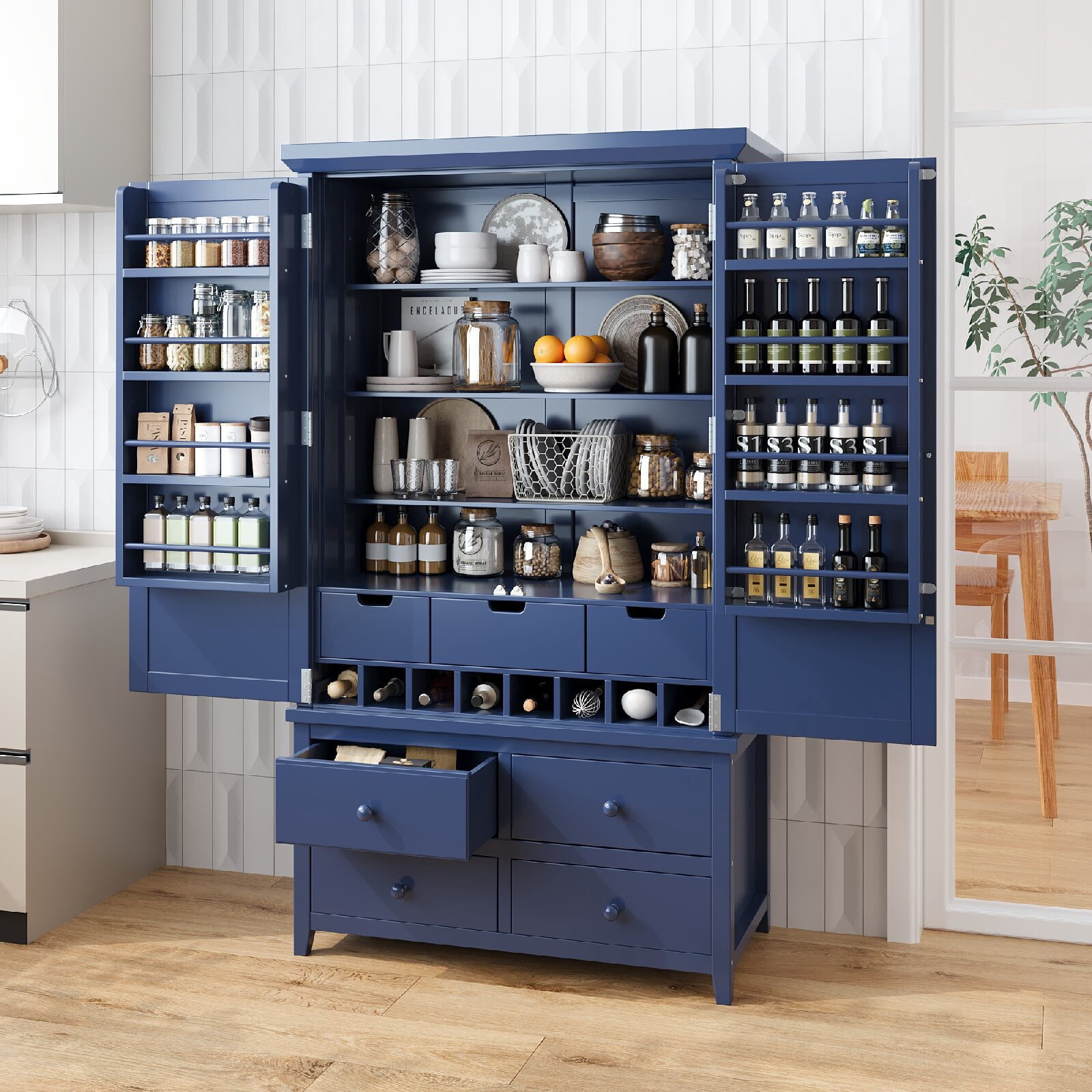 Freestanding Large Kitchen Pantry Wooden Kitchen Storage Cabinet ...