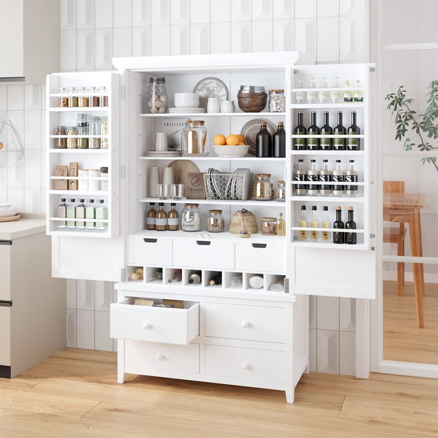 Freestanding Large Kitchen Pantry, Wooden Kitchen Storage
