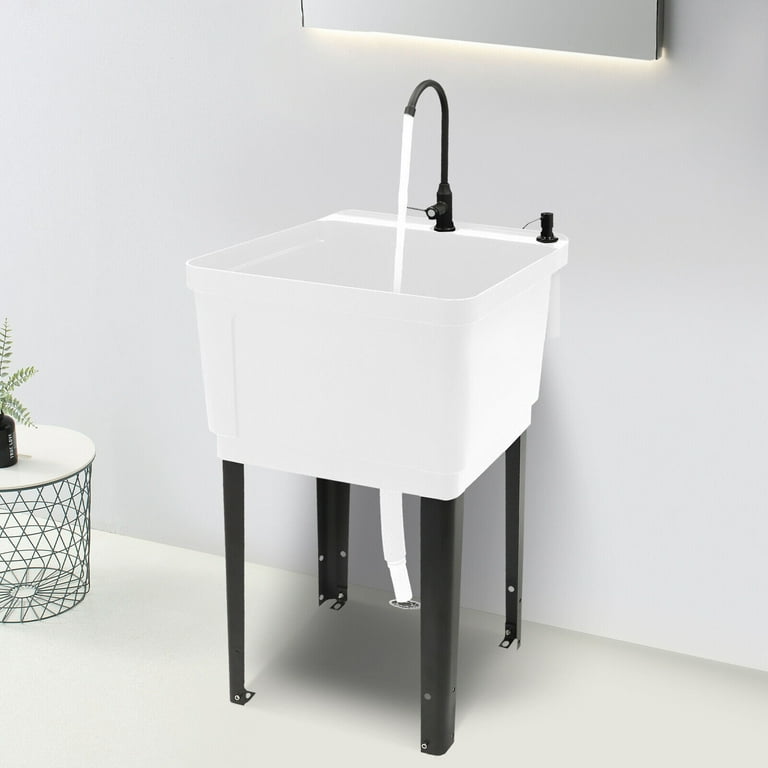 Freestanding Laundry Sink Wash Tub Basement Worksite Basin Utility Sink Faucet