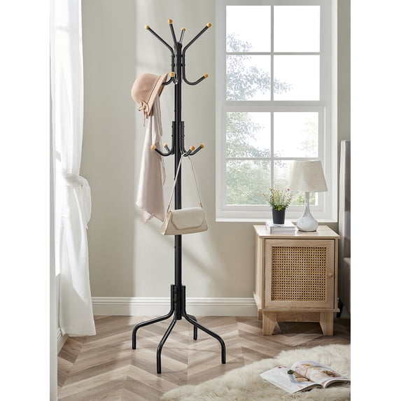 Delivery With Rack Freestanding Metal Coat Rack Stand, Coat Tree with 12 Hooks and 4 Legs ...