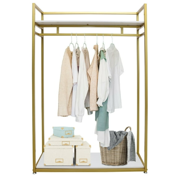 Freestanding Metal Gold Clothes Rack Garment Rack Clothing Display Store 180cm 47.2x15.7x70.8 inch For Hallway, Entryway, Living Room, Bedroom, Laundry Room
