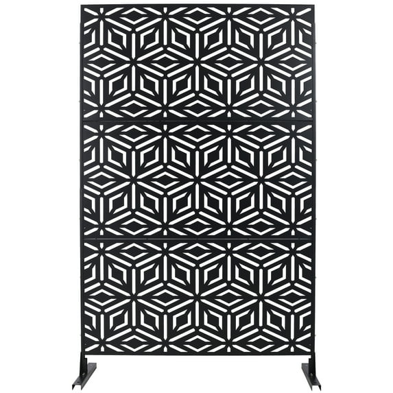 Freestanding Metal Privacy Screen 76"H x 48"W – Rust Resistant Outdoor Partition for Deck, Patio and Garden – Weatherproof Room Divider with Quick Assembly