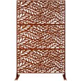 thumbnail image 1 of Freestanding Metal Privacy Screen for Outdoor and Indoor Spaces, 76" Height x 48" Width, Rust Red Finish, Decorative Fence Panel for Deck Balcony Patio Garden, 1 of 9