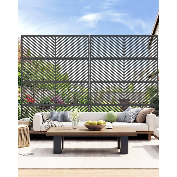 Freestanding Metal Privacy Screen for Outdoor Use, 4-Panel Decorative Privacy Fence Panels for Patio, Lawn, Deck, and Garden Privacy Solution