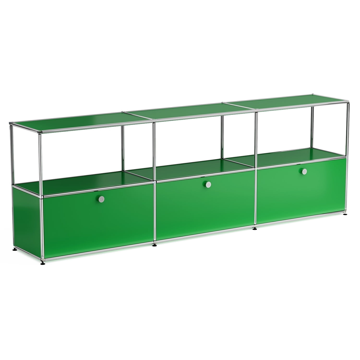 Freestanding Metal Storage Cabinet with 3 Doors and Shelves,Steel Locker Accent Cabinets for Living Room Bedroom,Green