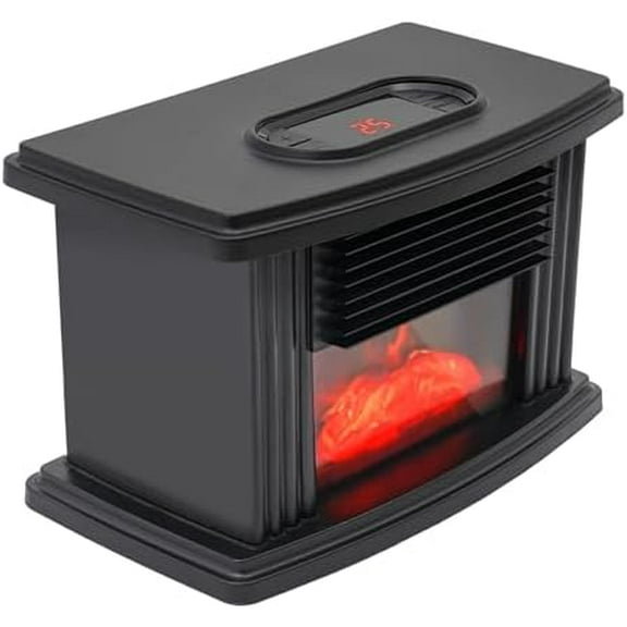 Freestanding Mini Fireplace Heater with 3D Flame Effect, Electric Fireplace Tabletop Portable Heater, Winter Heater for Living Rooms, Bedrooms, Basements(Black, 1000w)$$Home Decor, Kitchen, & Other
