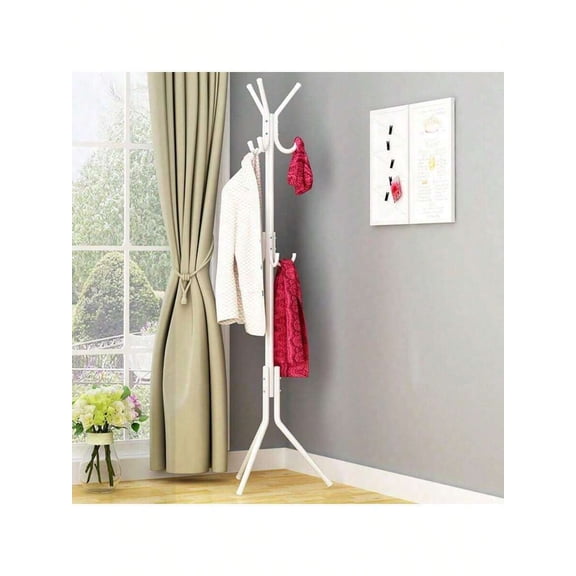 Freestanding Minimalist Clothes Rack, Heavy-Duty Iron Garment Rack with Thick Hooks, Multi-Purpose Coat & Clothing Organizer for Bedroom, Entryway, Closet, Shoes & Accessories Storage