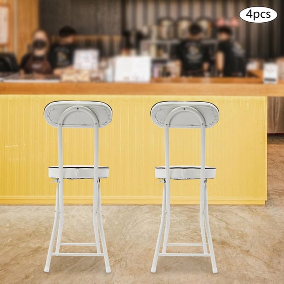 Freestanding Modern White Cushioned Padded Folding Stool 4PCS Bar Stool Portable Folding Stool