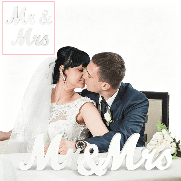 Freestanding Mr & Mrs Letters, Wooden Wedding Table Decor Sign for Reception, Sweetheart Table, Anniversary, Photo Props