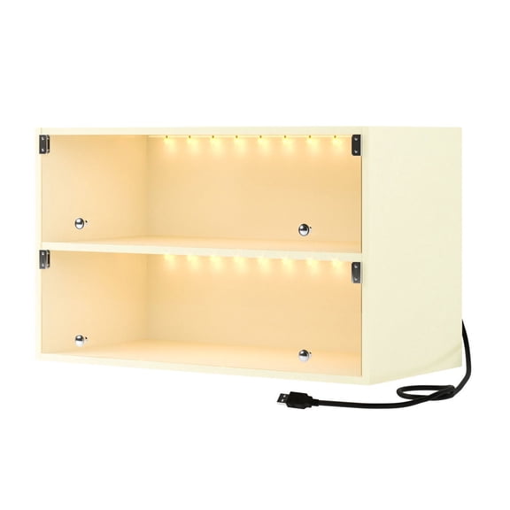 Freestanding Off-White Shoe Box | LED Light with Music Function | Particle Board Main Material | Organizes Shoes Nicely