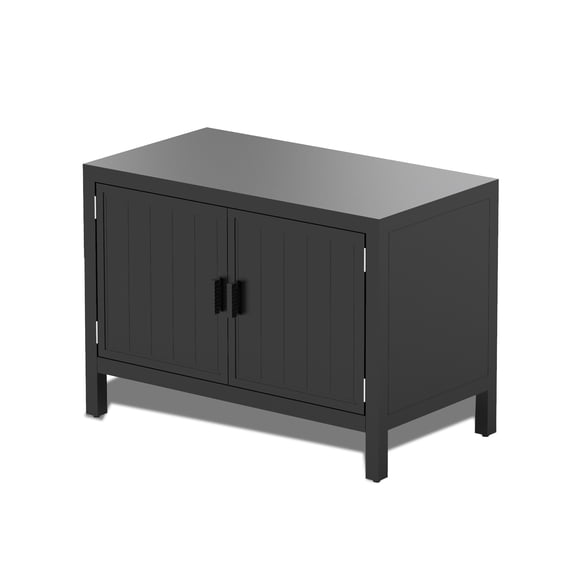 Freestanding Outdoor Kitchen Storage Island With Utility - Grey Aluminum Powder Coated Build, Spacious Food Prep Counter, Protective Cover, Adjustable Feet, Modular Design Bbq Deck & Patio Grill