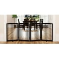 Freestanding Pet Gate for Dogs, Indoor Wooden Dog Gate for House