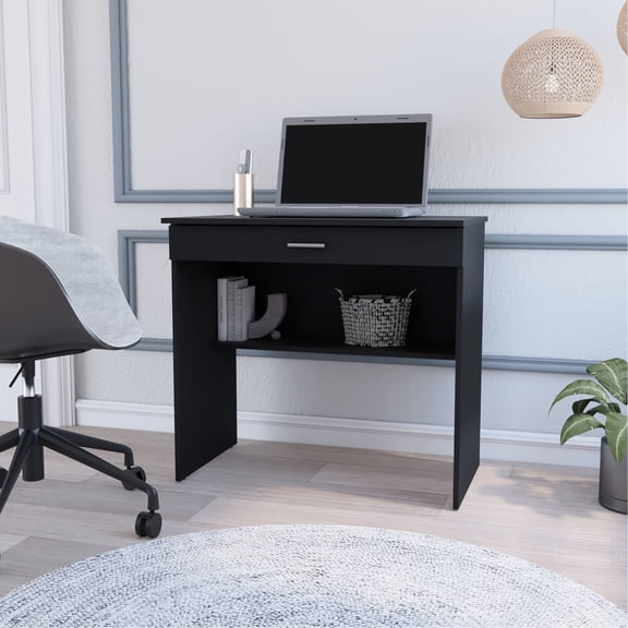 Freestanding Pine Desk in Office | Ideal for Computer Work and Organization | Durable Build with Quality Materials | Offers Storage for Documents and Decor