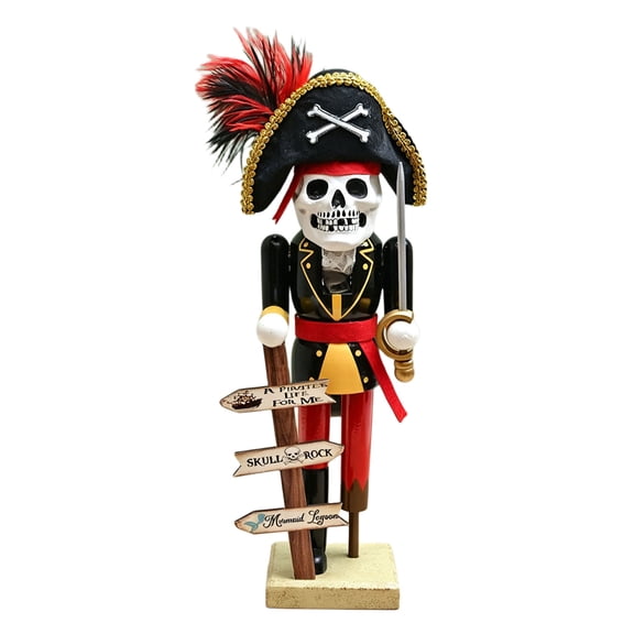 Freestanding Pirate Decor Figurine, Halloween Wooden Display Accent, Approx. 14.4 In Tall Mantel Shelf Counter Photo Setup Corner