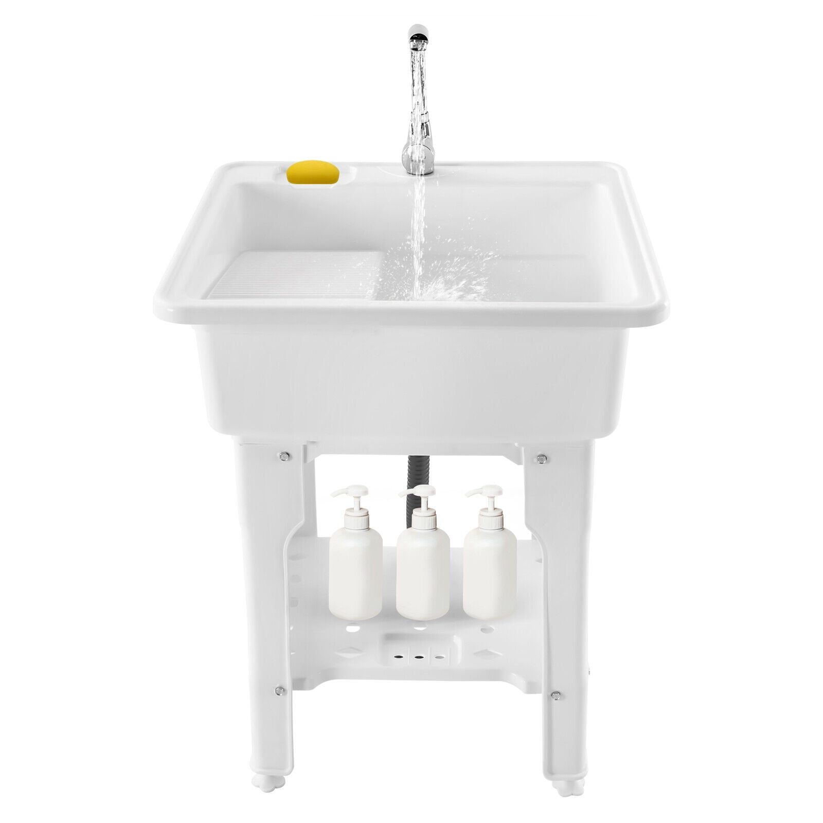 Freestanding Plastic Laundry Sink with Washboard, Indoor and Outdoor