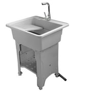 Freestanding Plastic Utility Sink Laundry Tub outdoor sink Drop in Deep sink kit with Inlet and Drain Pipe with Hot&Cold Faucet,Basement for Laundry Room&Garage or Shop,Size31.5* 22.05*31.5inGray