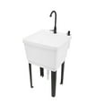 thumbnail image 1 of Freestanding Plastic Utility Sinks Outdoor Sink Utility Sink Laundry Tub Wash Bowl Basin Laundry Sink with 360° Rotatable Faucet  19.68 * 19 * 33.07in (White), 1 of 1