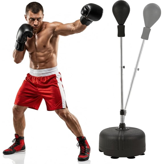 Freestanding Punching Bag - Adjustable Height Boxing Ball with EVA Foam Construction and Spring Loaded Base