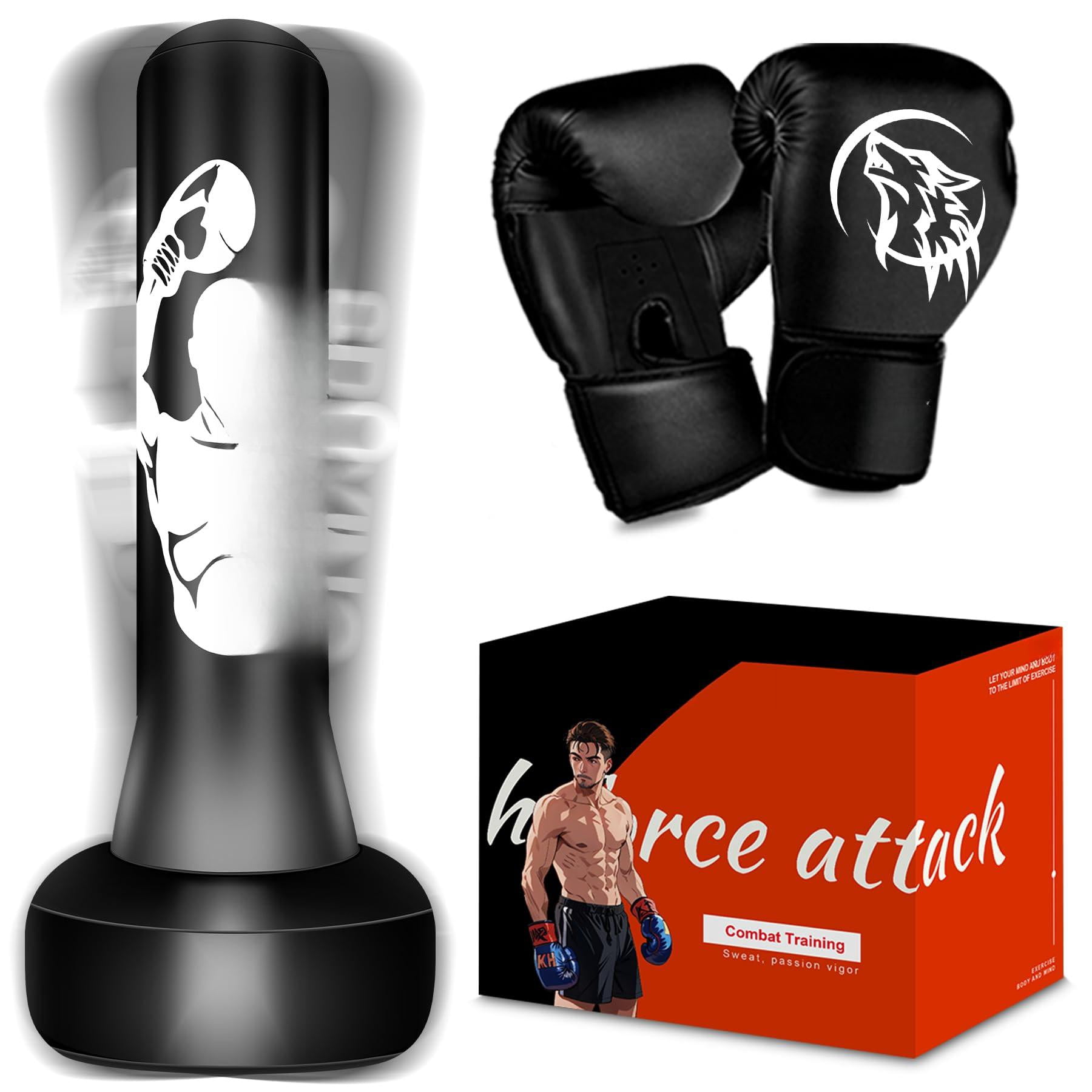 Freestanding Punching Bag With Gloves  70'' Superior Boxing Stand For Adults & Teens No Drill Kickboxing Bags Men Women Beginners Mma Muay Thai Karate Home Fitness
