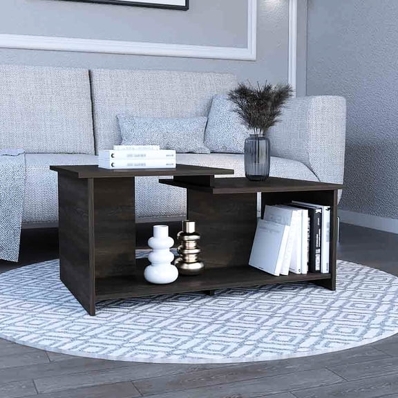 Freestanding Rectangular Coffee Table With Open Shelf For Home Storage Spacious Display