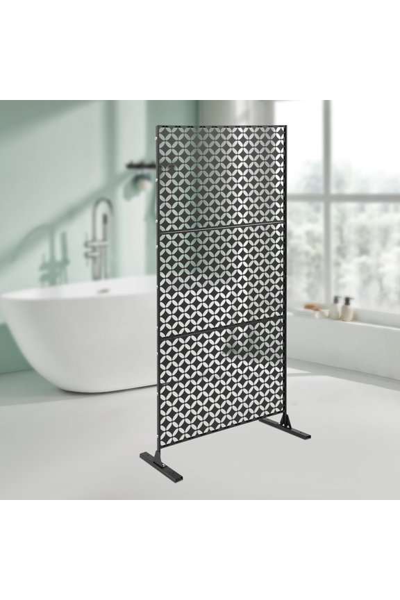 Freestanding Room Divider, 35.4*23.6in/Panel Steel, Smooth Edges Coin Pattern, Thickened Support Feet, Clinic Privacy Barrier